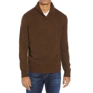 J.CREW Lambswool Pullover Knitted Shawl Collar Sweater In Brown  Size Large